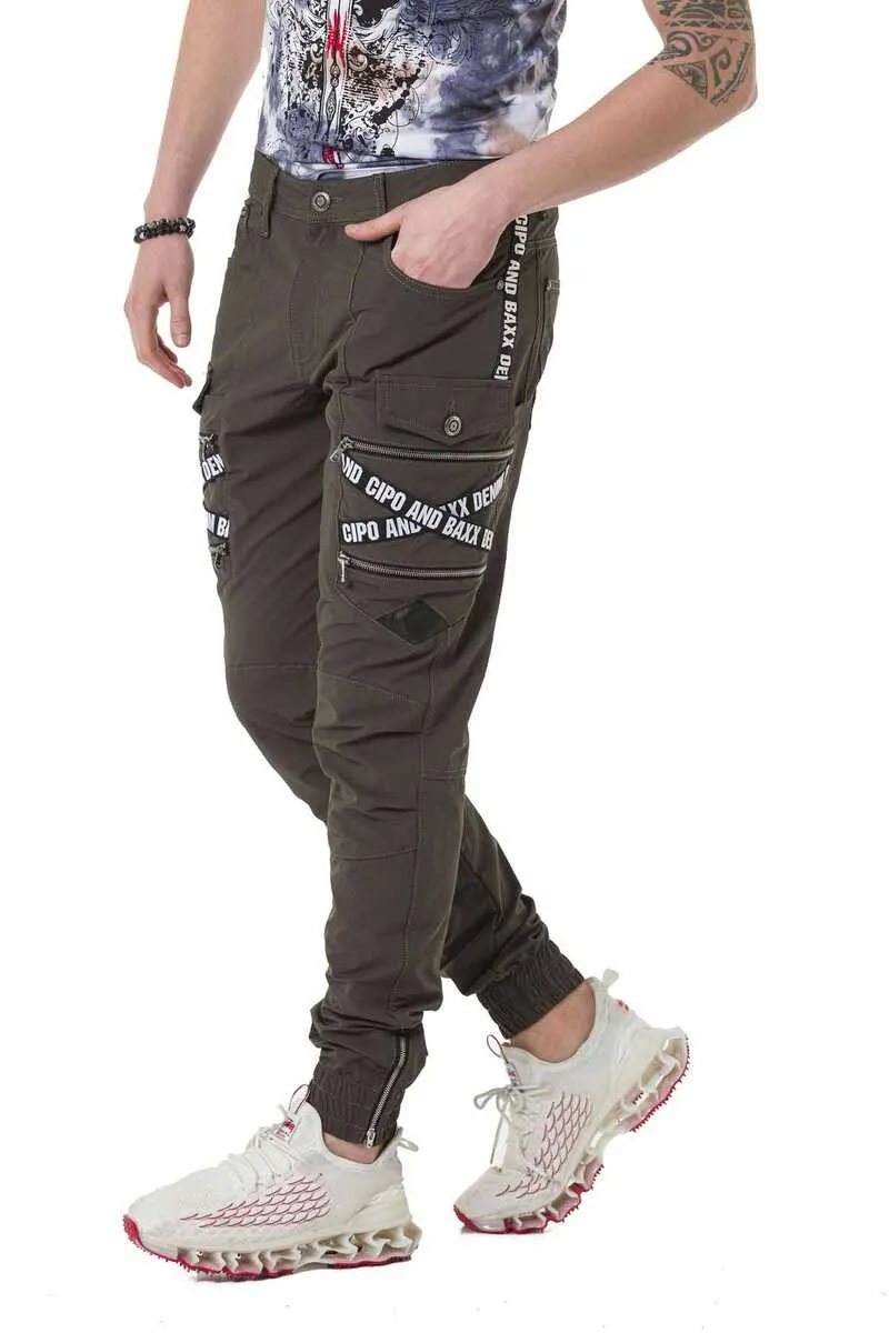 CD786 Herren Cargohose mit trendigen Markenschriftzügen